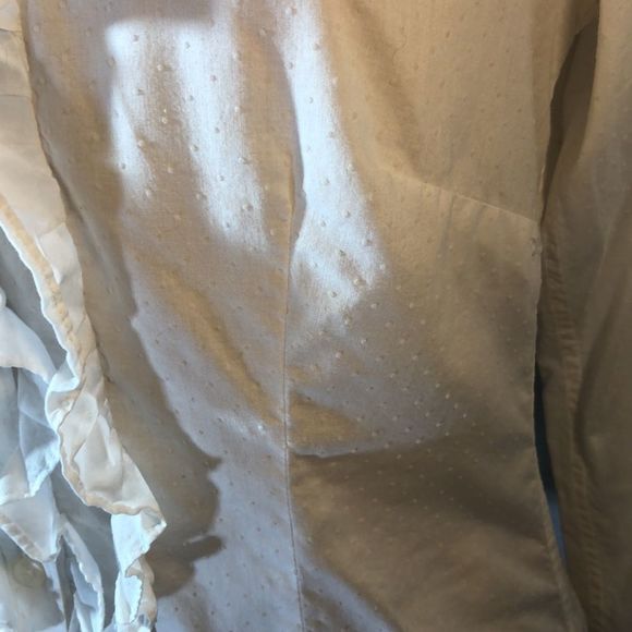 American Eagle White dotted Swiss cotton long sleeve ruffled shirt/Size 10 - Picture 4 of 16